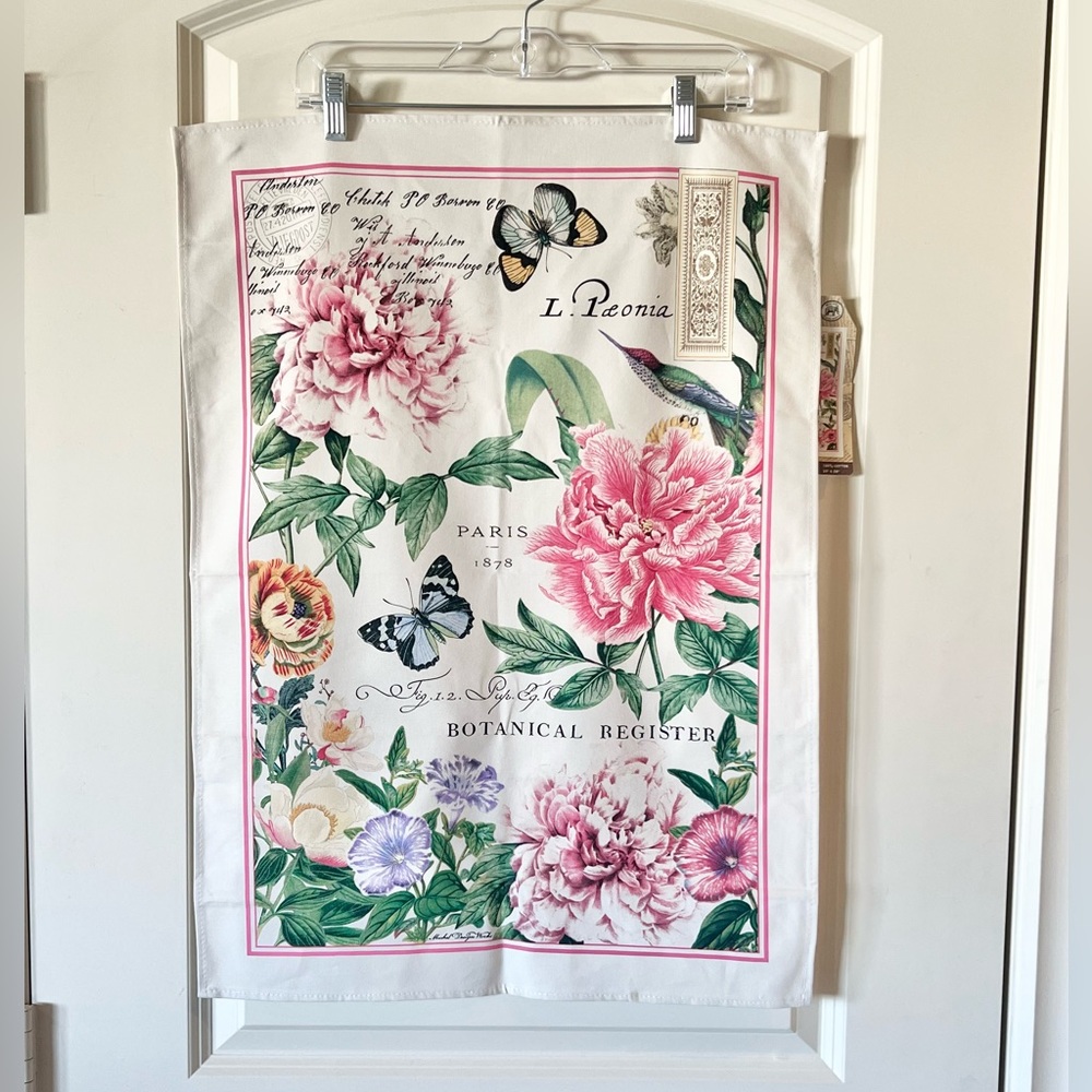Michel Design Works Peony Botanical Kitchen Towel - Cotton Tea Towel NWT